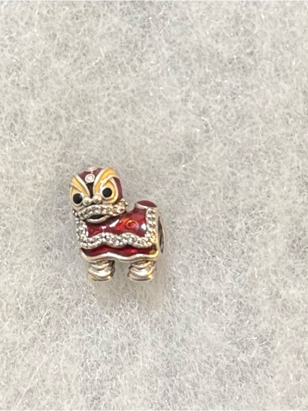 Pandora Red and Gold Lion Dance Enamel Charm